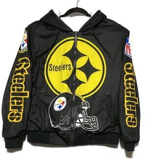 Pittsburgh Steelers Hooded Track Jacket Full-Zip Men's Medium Black & Yellow